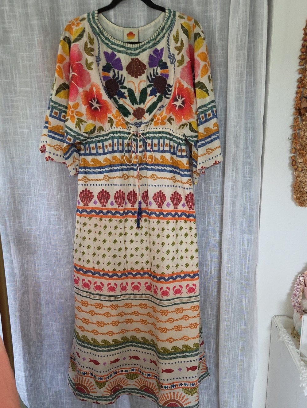 FARM Rio Crab & Shell Embroidered Midi Dress | Rare Coastal Collection | Size XS - Picture 1 of 7